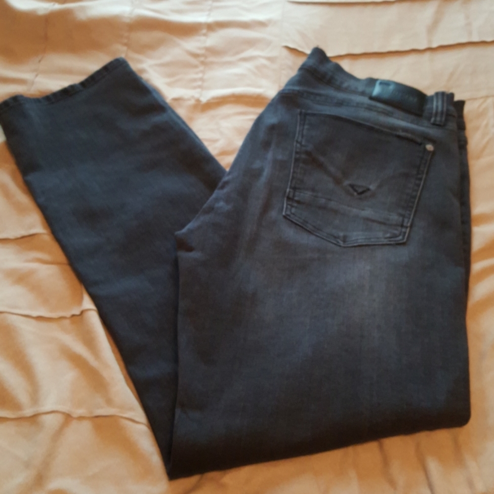 Hudson Men's Black Straight Zip Fly Jeans 36Wx32L